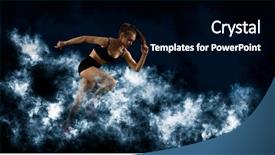  Presentation with starting school - Beautiful slides featuring woman sprinter leaving starting exploding backdrop and a black colored foreground