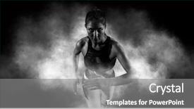  Presentation with starting system - PPT layouts consisting of woman sprinter leaving starting exploding background and a gray colored foreground
