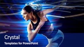  Presentation with starting system - Beautiful theme featuring woman sprinter leaving starting exploding backdrop and a navy blue colored foreground