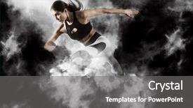  Presentation with leaving a job - PPT layouts having woman sprinter leaving starting exploding background and a gray colored foreground