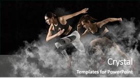  Presentation with leaving a job - Presentation consisting of woman sprinter leaving starting exploding background and a gray colored foreground