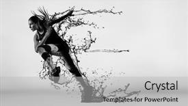  Presentation with starting system - Cool new presentation design with woman sprinter leaving starting exploding backdrop and a light gray colored foreground