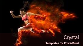  Presentation with fire - Slide set featuring woman-sprinter-leaving-starting-fire background and a wine colored foreground