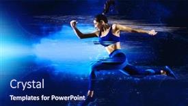  Presentation with sports - Colorful slides enhanced with woman-sprinter-leaving-starting-sports backdrop and a navy blue colored foreground