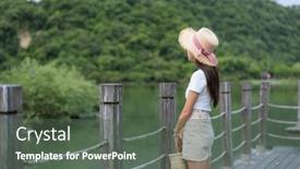  Presentation with scenery - Slides having woman-stand-beside-the-lake background and a dark gray colored foreground
