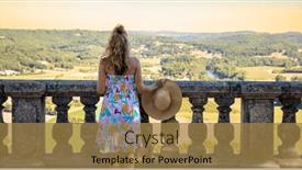  Presentation with tourism - Presentation theme with woman-standing-at-balcony-looking background and a  colored foreground
