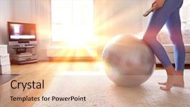  Presentation with business woman standing on maze - Slides enhanced with woman standing at fitness ball background and a lemonade colored foreground