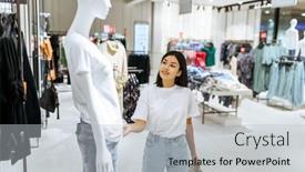  Presentation with mannequin - Colorful theme enhanced with woman-standing-at-the-mannequin backdrop and a light gray colored foreground