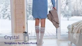  Presentation with woods - Cool new slides with woman-standing-home-by-tyhe backdrop and a sky blue colored foreground