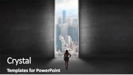  Presentation with dark room for interrogation - Colorful PPT theme enhanced with woman standing in a dark backdrop and a dark gray colored foreground
