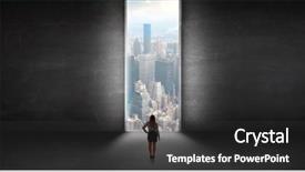  Presentation with dark room for interrogation - Presentation theme having woman standing in a dark background and a dark gray colored foreground