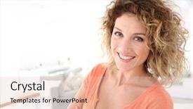  Presentation with brand - Audience pleasing slide deck consisting of thirties - beautiful woman standing in brand backdrop and a lemonade colored foreground