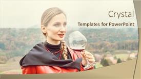  Presentation with wine tasting - PPT layouts featuring woman-standing-in-fall-landscape background and a cream colored foreground