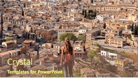  Presentation with urban - Theme consisting of woman-standing-in-front background and a violet colored foreground