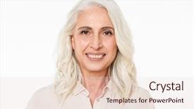  Presentation with cheerful - Presentation theme enhanced with woman standing isolated over white background and a lemonade colored foreground