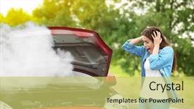  Presentation with break up broken heart - Presentation theme featuring woman standing near broken car background and a yellow colored foreground