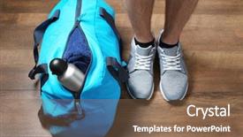  Presentation with bag iv fluid closeup saline - Beautiful slide set featuring woman standing near sportive bag backdrop and a tawny brown colored foreground