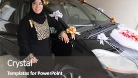  Presentation with woman muslim - Amazing presentation theme having woman standing next to wedding backdrop and a  colored foreground