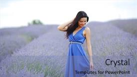  Presentation with lavender - Slide deck featuring woman standing on a lavender field background and a seafoam green colored foreground