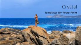  Presentation with atlantic - Presentation design having woman-standing-on-rock-looking background and a light blue colored foreground