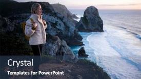  Presentation with atlantic - Presentation theme with woman-standing-on-the-atlantic background and a ocean colored foreground