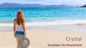  Presentation with atlantic - Presentation theme consisting of woman-standing-on-the-beach background and a lemonade colored foreground