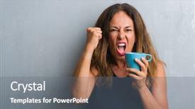  Presentation with coffee cup - Amazing presentation having woman standing over grey grunge backdrop and a gray colored foreground
