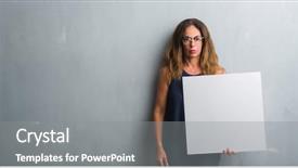  Presentation with hispanic - Audience pleasing theme consisting of woman standing over grey grunge backdrop and a gray colored foreground