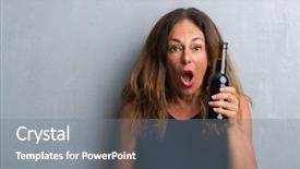  Presentation with face expression recognition - Audience pleasing presentation consisting of woman standing over grey grunge backdrop and a gray colored foreground