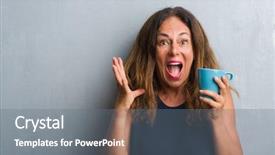  Presentation with winner cup - Beautiful theme featuring woman standing over grey grunge backdrop and a  colored foreground