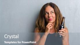  Presentation with beer bottle - Slide deck consisting of woman standing over grey grunge background and a gray colored foreground