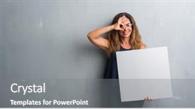  Presentation with business woman standing on maze - Slides featuring woman standing over grey grunge background and a  colored foreground