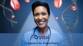  Presentation with dna - Audience pleasing presentation theme consisting of woman standing with dna strands backdrop and a  colored foreground