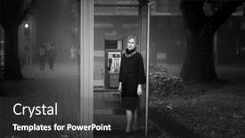  Presentation with pay - Presentation enhanced with woman-stands-near-a-public background and a dark gray colored foreground