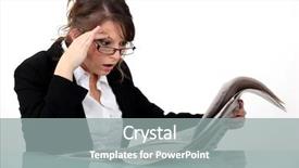  Presentation with newspaper headline - Presentation theme having woman staring at the newspaper background and a  colored foreground