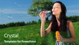  Presentation with fresh start - Theme having woman start soap bubbles background and a tawny brown colored foreground