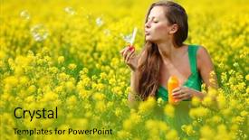  Presentation with fresh start - Slides consisting of woman start soap bubbles background and a gold colored foreground