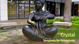  Presentation with waikiki - Colorful presentation theme enhanced with woman statue in waikiki hawaii backdrop and a tawny brown colored foreground