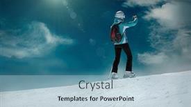  Presentation with sport blue - PPT layouts consisting of woman-stay-on-the-ski background and a light blue colored foreground