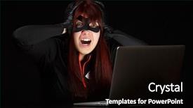  Presentation with information - Audience pleasing presentation design consisting of woman steals information from computer backdrop and a black colored foreground