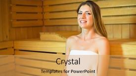  Presentation with steam - Presentation theme featuring woman steam bath sauna relax background and a yellow colored foreground