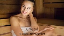  Presentation with steam - Slide set featuring woman-steam-bath-sauna-relax background and a coral colored foreground