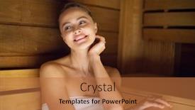  Presentation with steam - Presentation design featuring woman-steam-bath-sauna-relax background and a red colored foreground