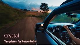  Presentation with traveler - PPT theme having woman-steers-the-car background and a wine colored foreground