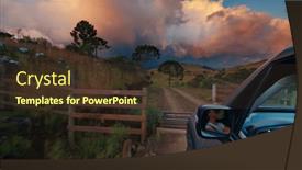  Presentation with traveler - Presentation theme consisting of woman-steers-the-car background and a tawny brown colored foreground