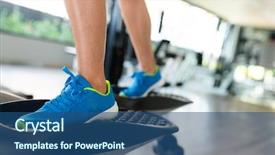  Presentation with step - Presentation theme consisting of woman step on elliptical machine background and a  colored foreground