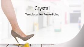  Presentation with stepping - Beautiful slide deck featuring woman stepping on banana peel backdrop and a pink colored foreground