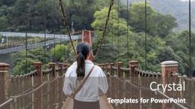  Presentation with stepping - Presentation consisting of woman-stepping-onto-the-suspension background and a dark gray colored foreground