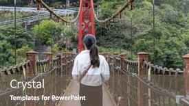  Presentation with stepping - Presentation featuring woman-stepping-onto-the-suspension background and a gray colored foreground