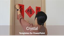  Presentation with chinese calligraphy - Audience pleasing presentation theme consisting of woman stick chinese red calligraphy backdrop and a violet colored foreground